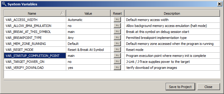 The system variable editor can be accessed from the tools menu.