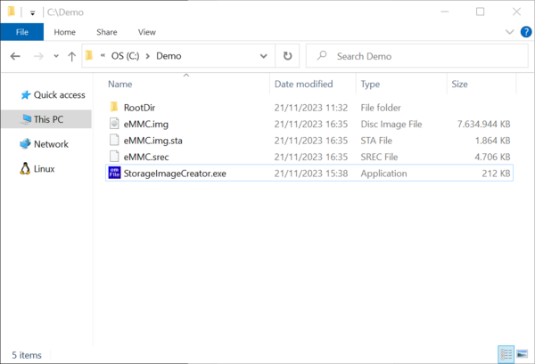 Screenshot of the work folder that shows the file exported in Motorola S-record format.