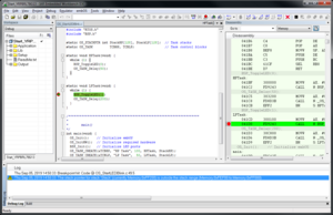Active debug session with an IAR steck check warning in the debug log