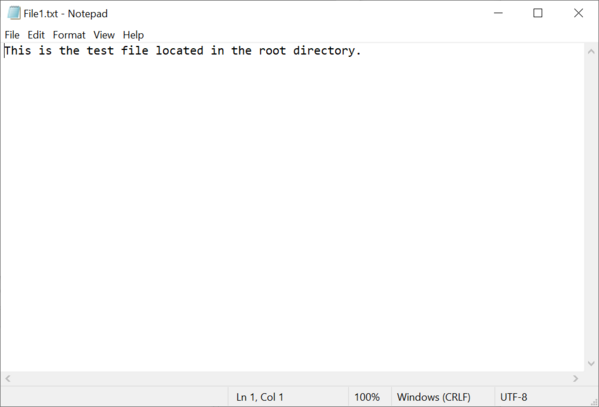 Screenshot of the contents of the file stored in the root directory.